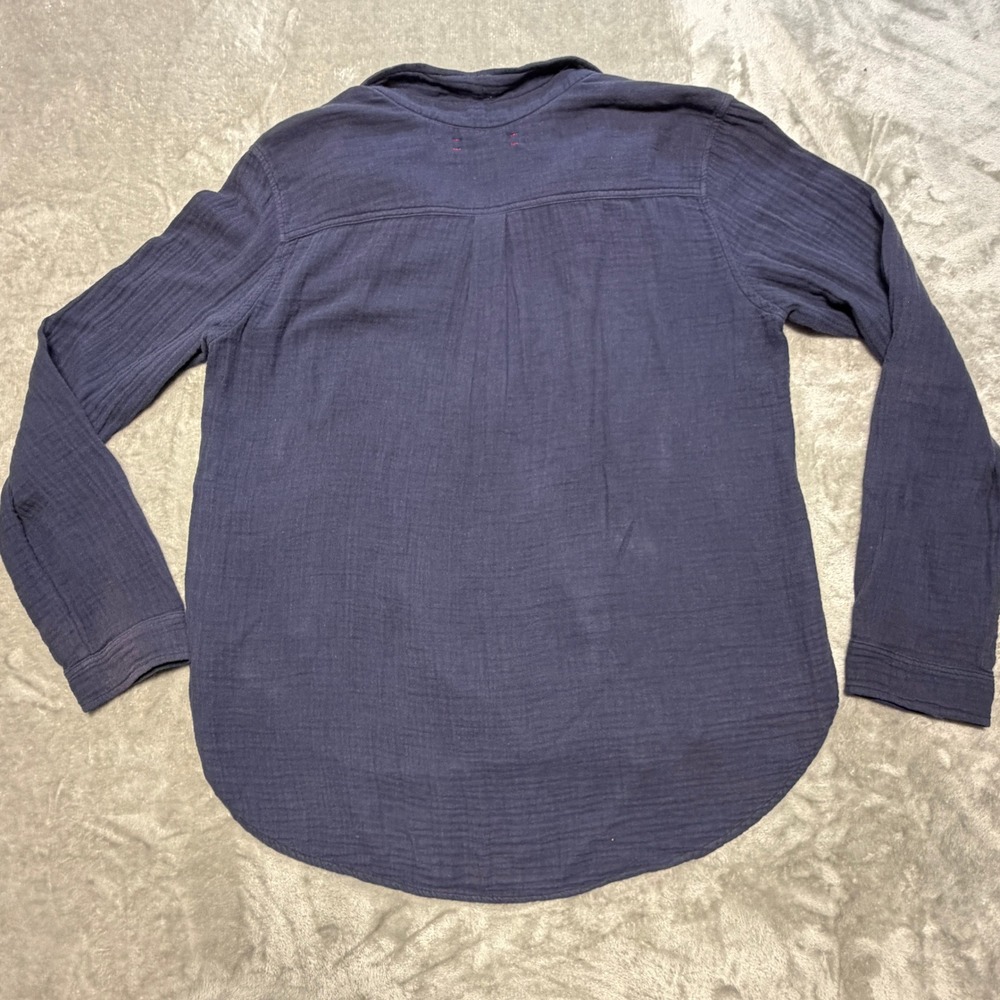 Xirena Beau Navy Blue Double Gauze Cotton M Button Down Shirt Women Textured USA - Picture 10 of 10